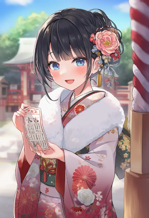 初詣のプロンプトとAIイラストの作例