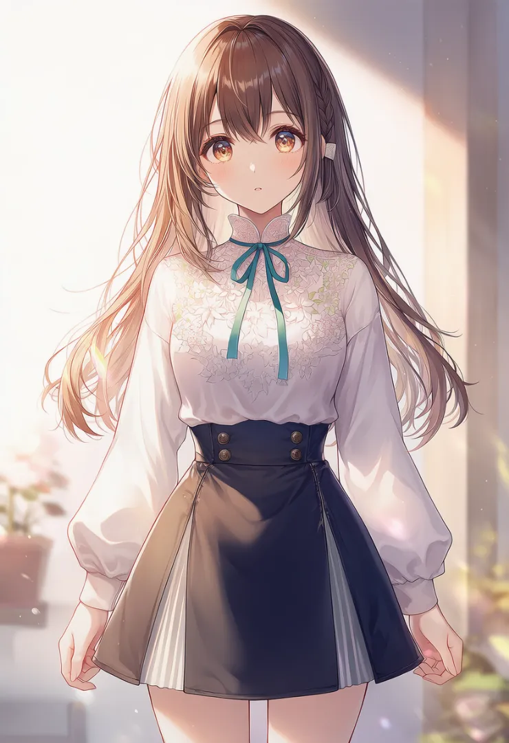 ハイウエストの服のAIイラスト｜プロンプト紹介