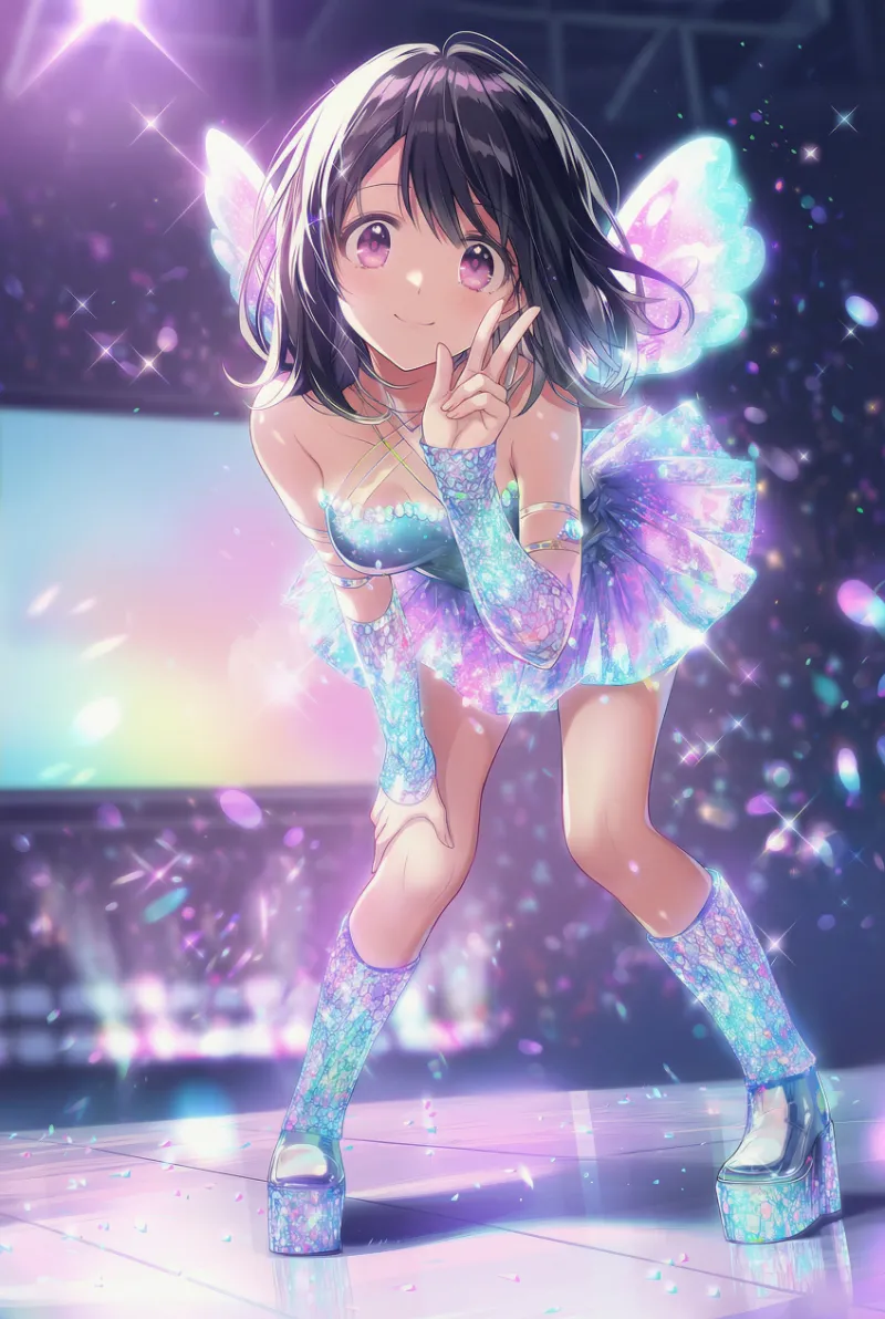 LED光るライブ用アイドル衣装のプロンプト｜AIイラスト