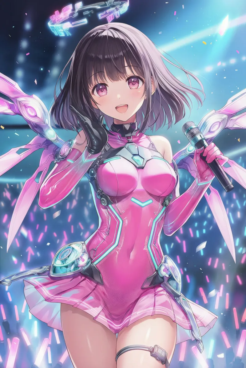 近未来サイバーパンク系アイドル衣装のプロンプト｜AIイラスト