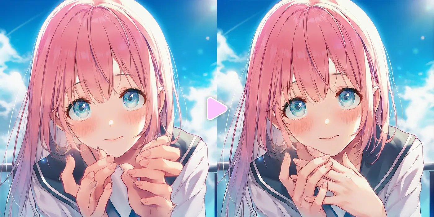 Nano Banana Proを駆使してAIイラストの不自然な指を修正した作例-4(Before/After)