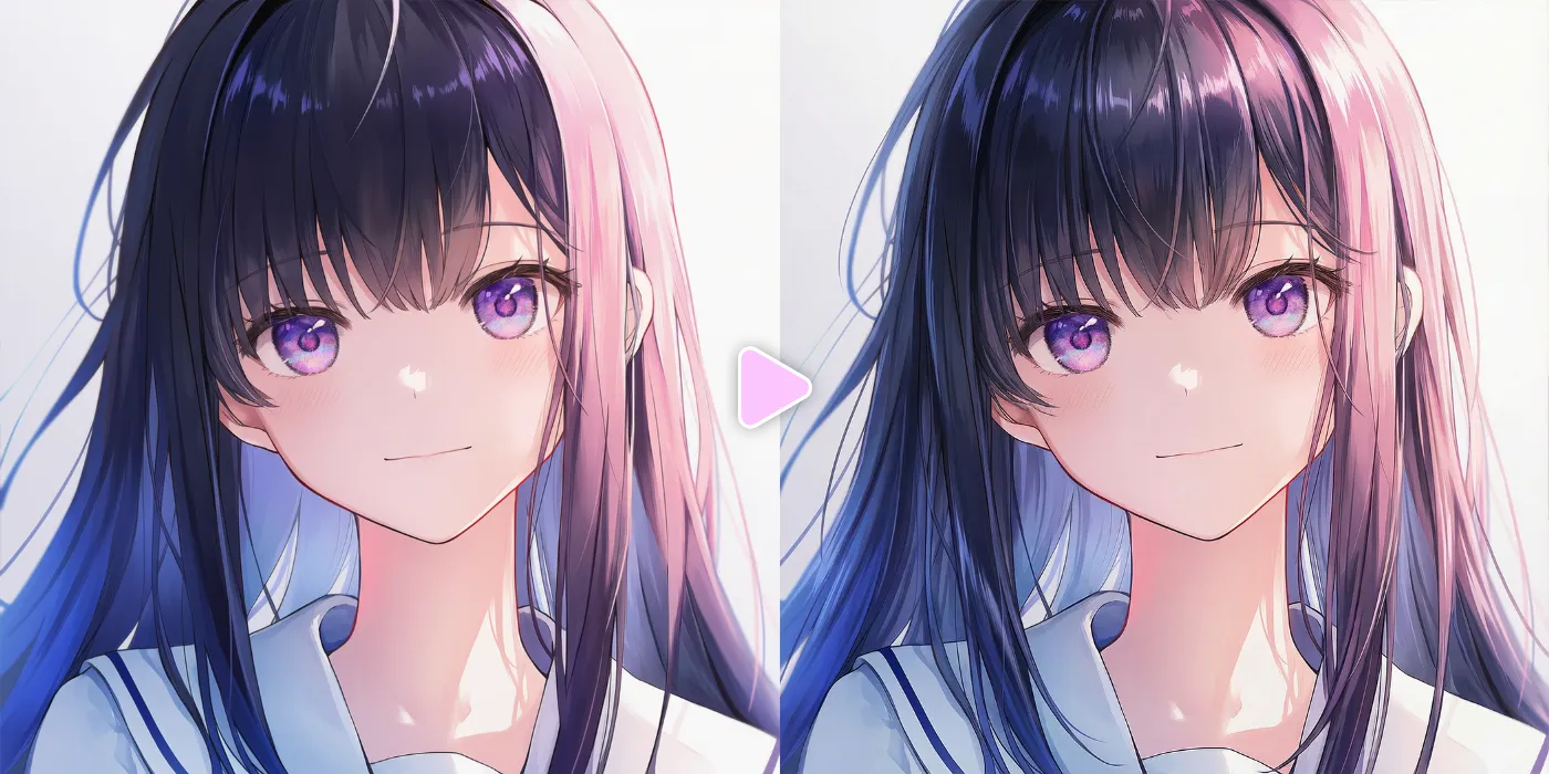 Nano Banana Proを駆使してAIイラストの髪の毛を加筆・修正した作例(Before/After)