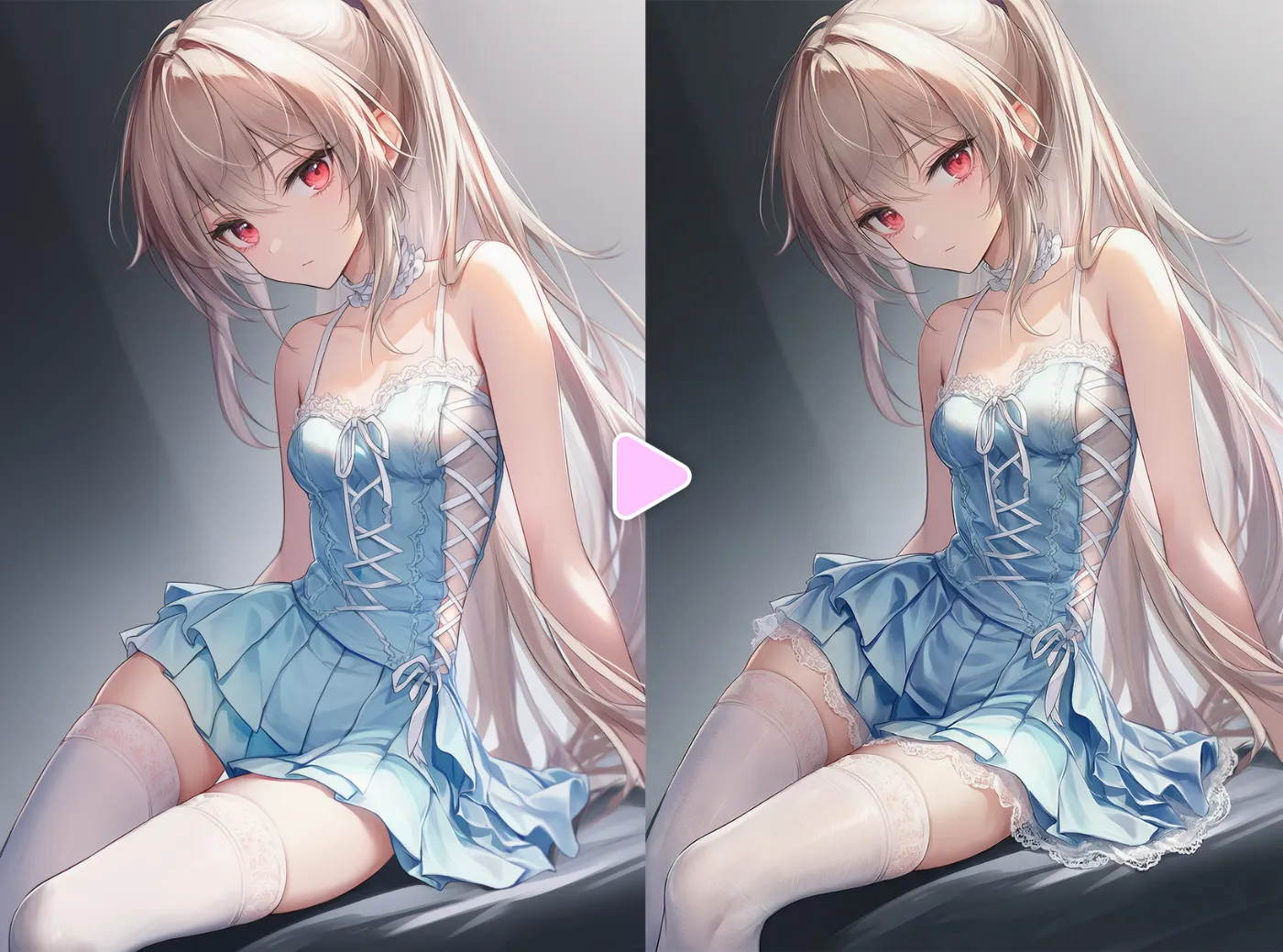 Nano Banana Proを駆使してAIイラストの服の描写を自然に改善した作例(Before/After)