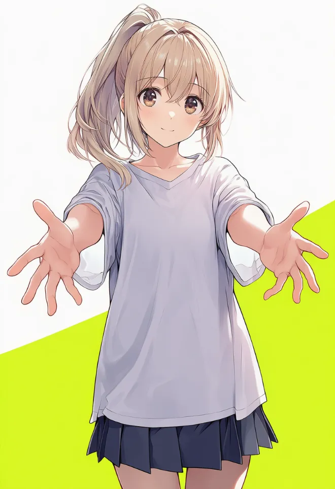 ハグ待ち(AIイラスト)|プロンプトと作例