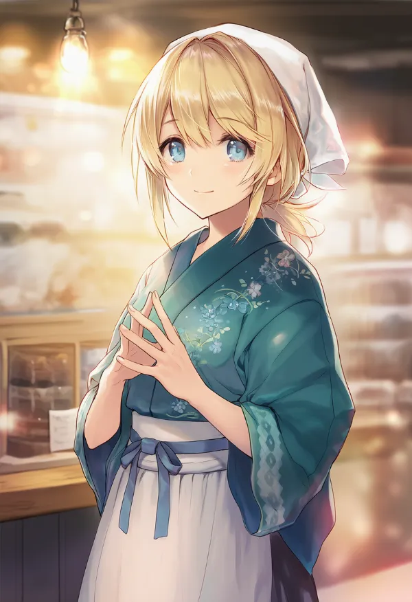 居酒屋の店員のプロンプト|AIイラスト作例