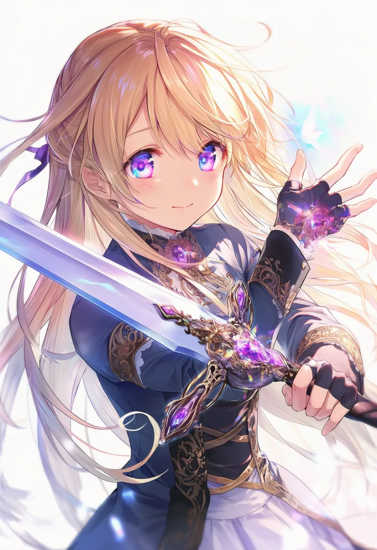 宝石が嵌め込まれている武器を再現するプロンプト紹介|AIイラスト作例