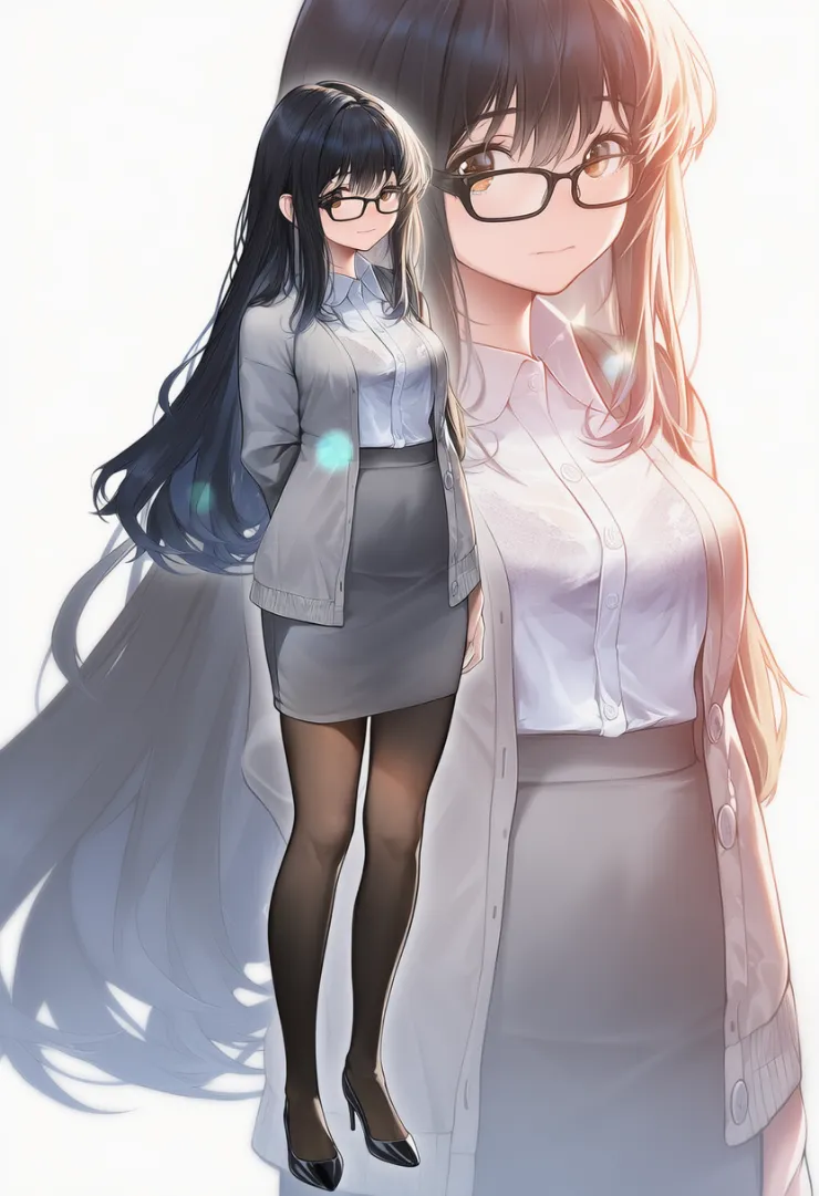 グレーペンシルスカート×カーディガンの地味大人コーデ｜地味な服のプロンプト