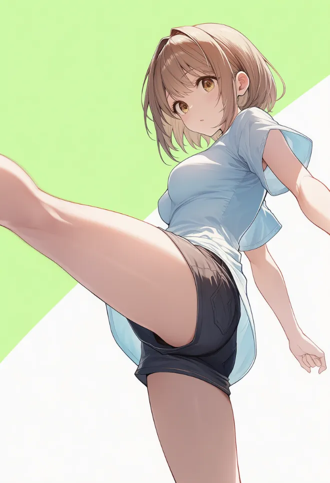 キックポーズ(AIイラスト)|プロンプトと作例