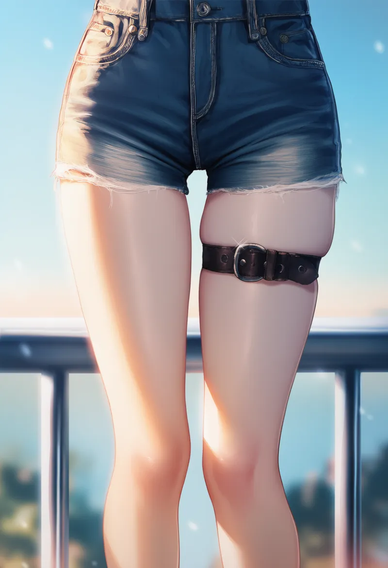 レザー太ももベルトのAIイラスト｜プロンプト紹介