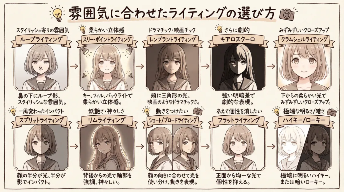 イラストの雰囲気に合わせたライティング技法の選び方