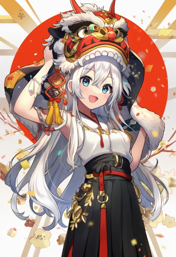 獅子舞のプロンプトとAIイラストの作例