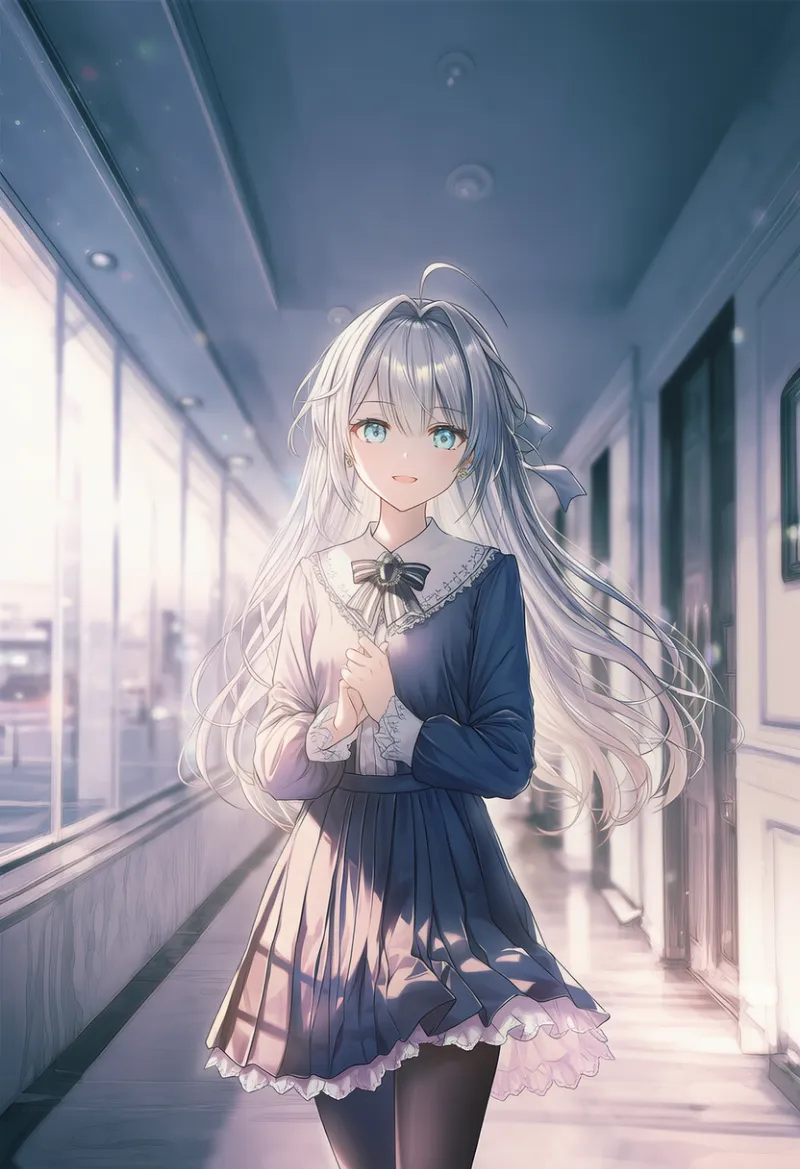 マンションの廊下のプロンプトとAIイラスト作例