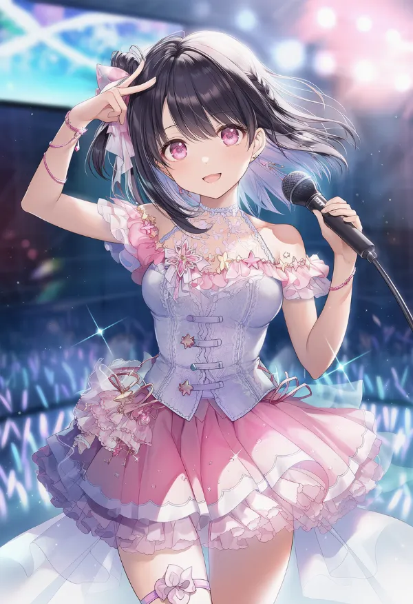 豪華なデザインのアイドル衣装のプロンプト紹介｜AIイラスト作例