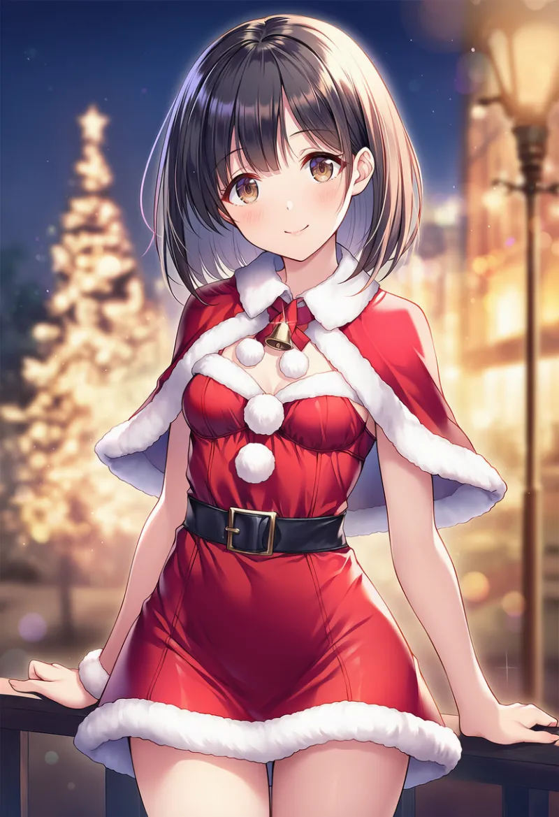 ケープを羽織ったサンタのAIイラスト作例｜プロンプト紹介