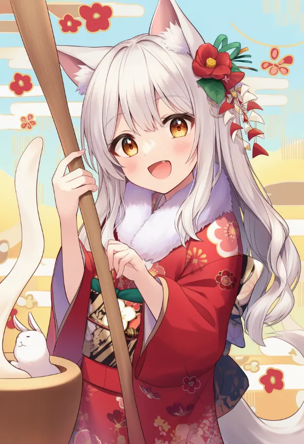 餅つきのプロンプトとAIイラストの作例