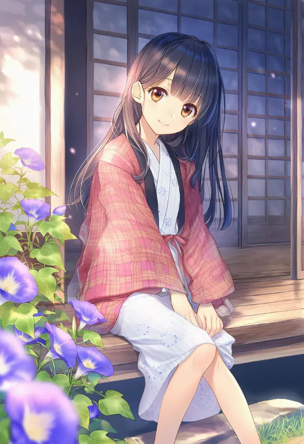 朝顔の再現用プロンプトとAIイラスト作例