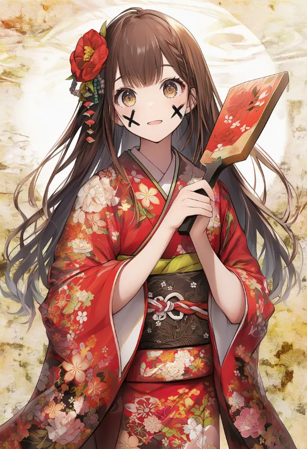 和紙（わし）模様を使った正月用背景のプロンプトとAIイラスト作例