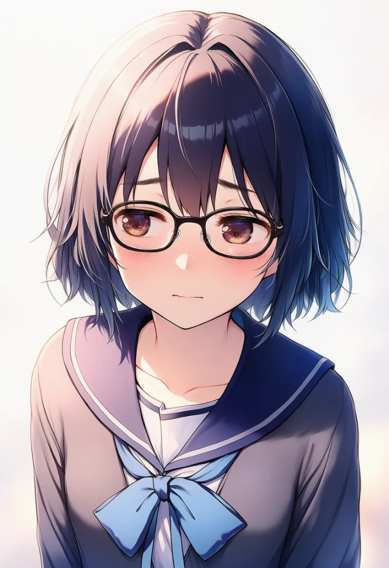 黒縁メガネのプロンプト｜地味子のパーツ・AIイラスト