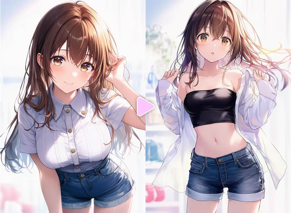 服がはだける（open clothes）プロンプト解説とAIイラスト作例