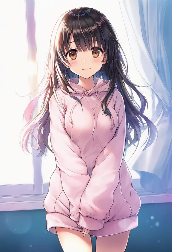 大きめのパーカーのAIイラスト｜プロンプト紹介