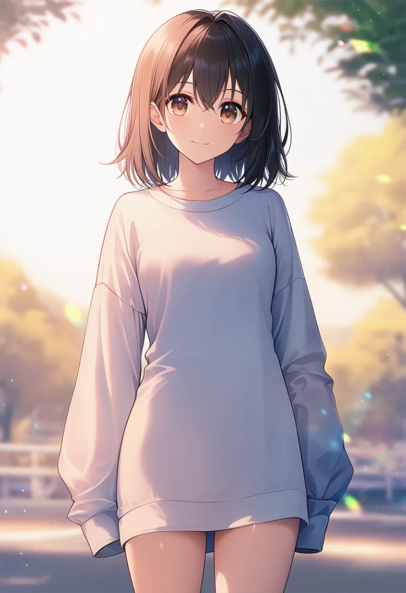 ロンTだけ着ている状態のAIイラスト｜プロンプト紹介