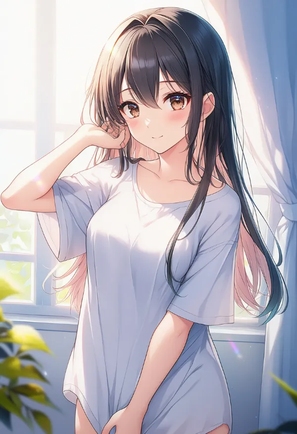 大きめのシャツのAIイラスト｜プロンプト紹介