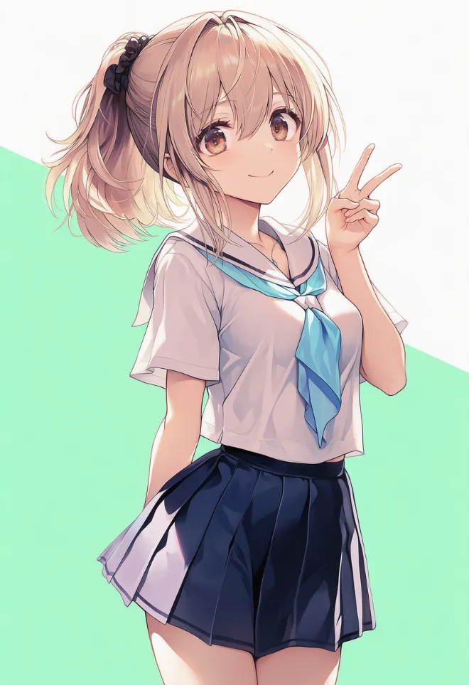 ピースポーズ(AIイラスト)|プロンプトと作例