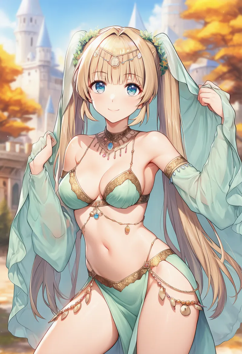 骨盤カーテンを活用したベリーダンス衣装のプロンプト紹介