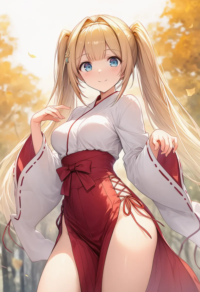 骨盤カーテンを活用した巫女服のプロンプト紹介