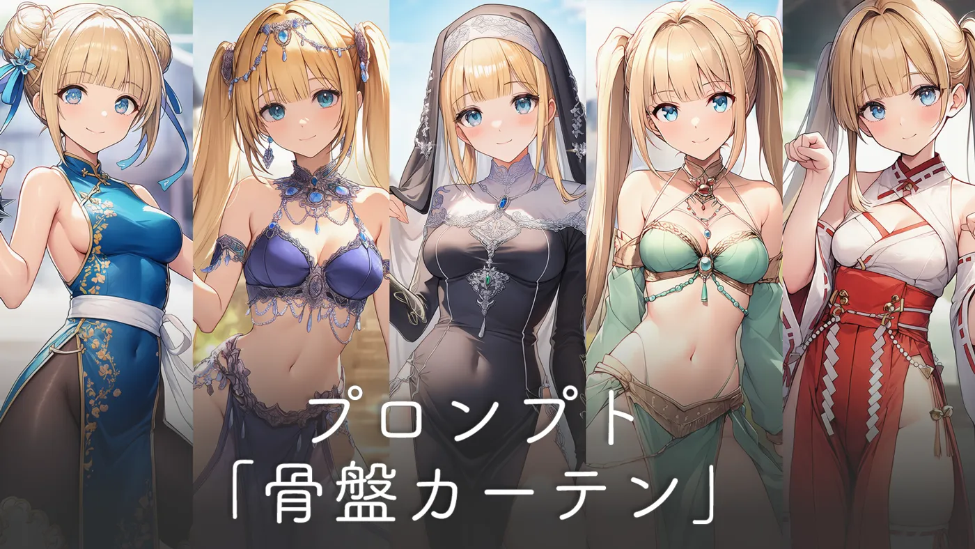 骨盤カーテン（pelvic curtain）を使った服のプロンプト集