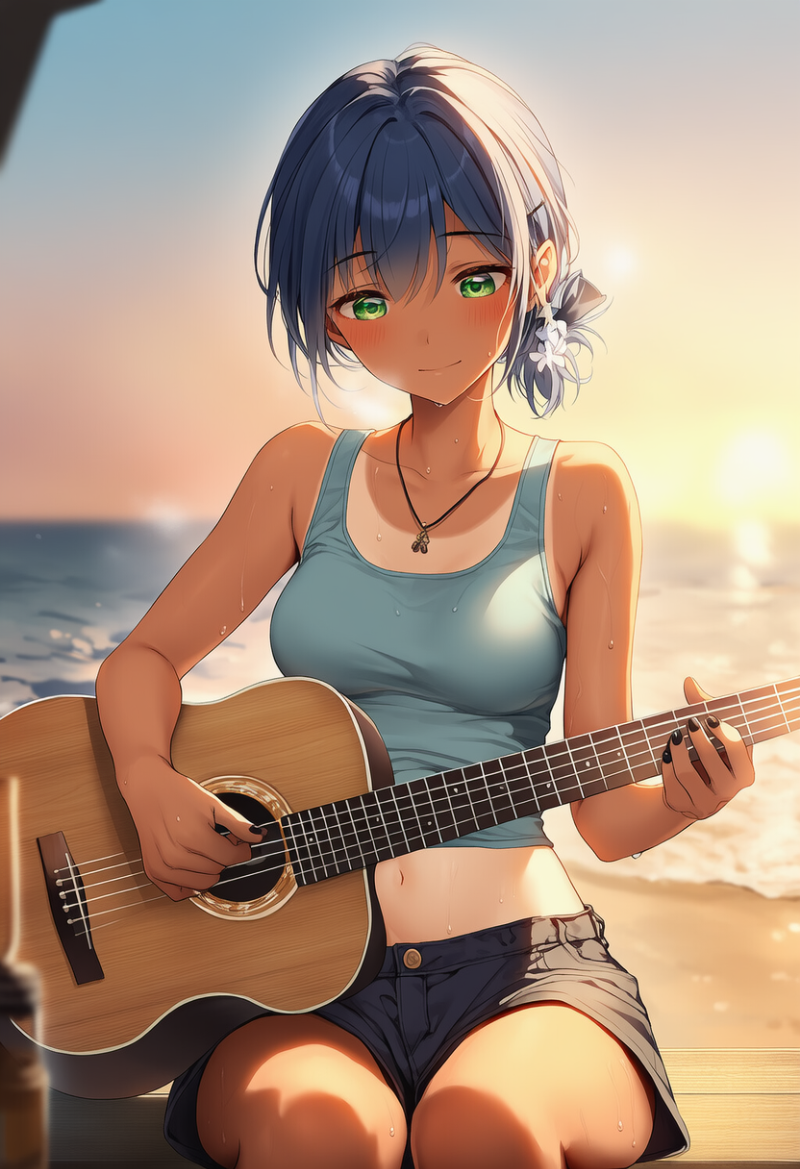 楽器を演奏する基本プロンプトとAIイラスト作例