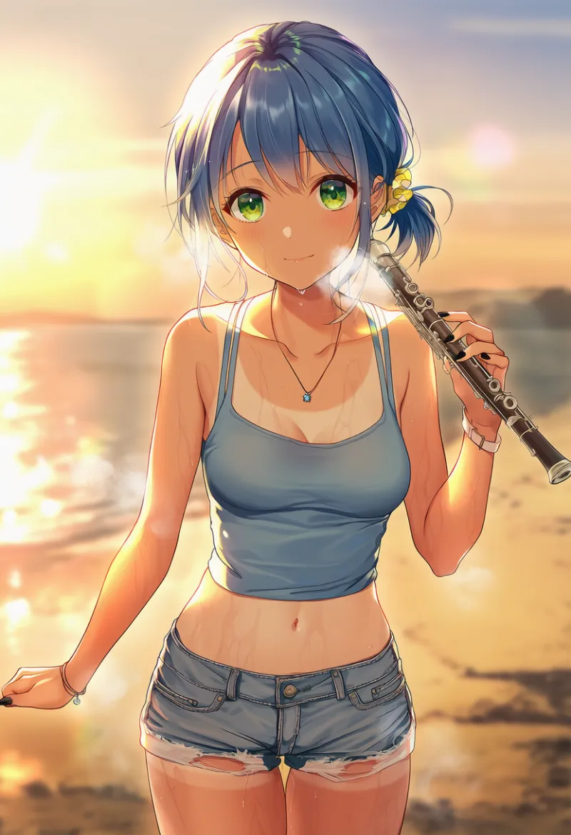 楽器を手に持つプロンプトとAIイラスト作例