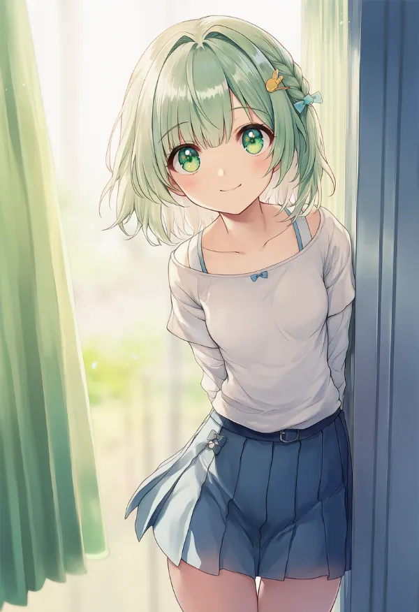 プリーツカーテンのAIイラスト|プロンプト紹介