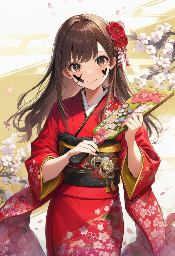 梅の花（うめ）模様を使った正月用背景のプロンプトとAIイラスト作例