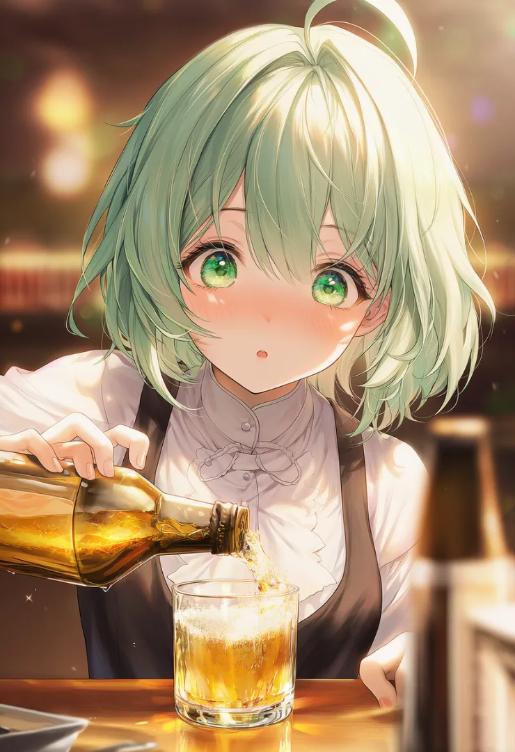 酒を注ぐ動作を再現するプロンプトとAIイラスト作例-2