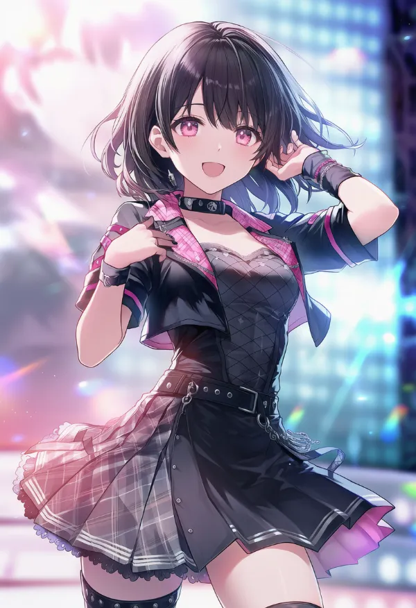 パンクスタイルのアイドル衣装のプロンプト紹介｜AIイラスト作例