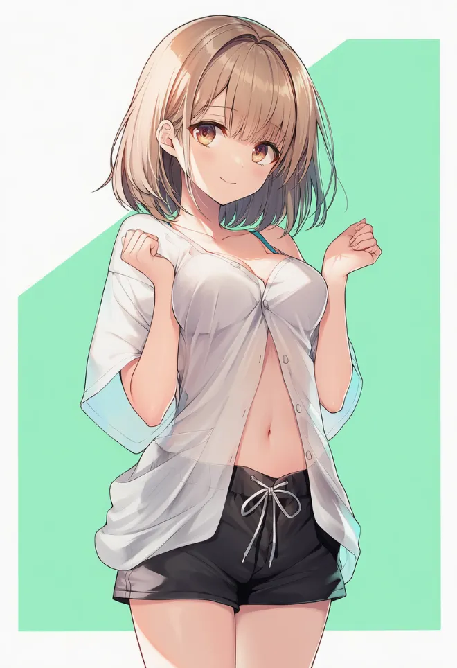 胸の強調ポーズ(AIイラスト)|プロンプトと作例