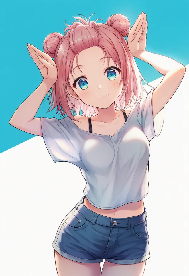 ぴょんぴょんポーズ(AIイラスト)|プロンプトと作例