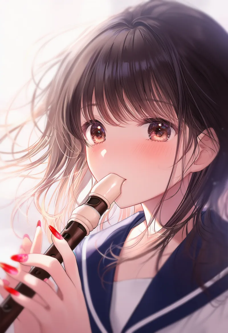 リコーダーを拭くAIイラストとプロンプト紹介