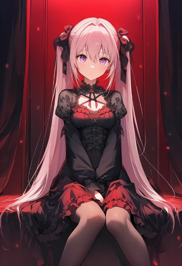 赤色の照明のAIイラスト|プロンプト紹介用