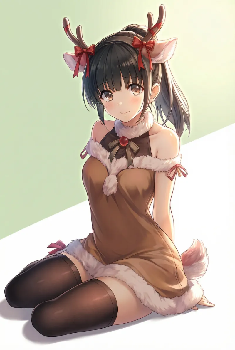 可愛い系トナカイコスのAIイラスト｜プロンプト紹介