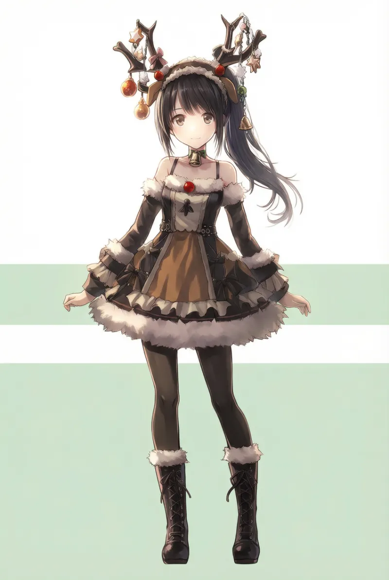 ゴスロリ風トナカイコスのAIイラスト｜プロンプト紹介