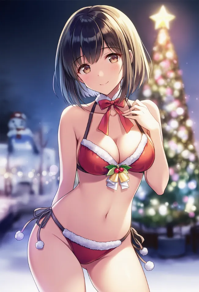 ビキニのサンタ衣装のAIイラスト作例｜プロンプト紹介