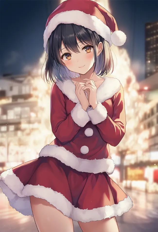 ミニスカサンタのAIイラスト作例｜プロンプト紹介