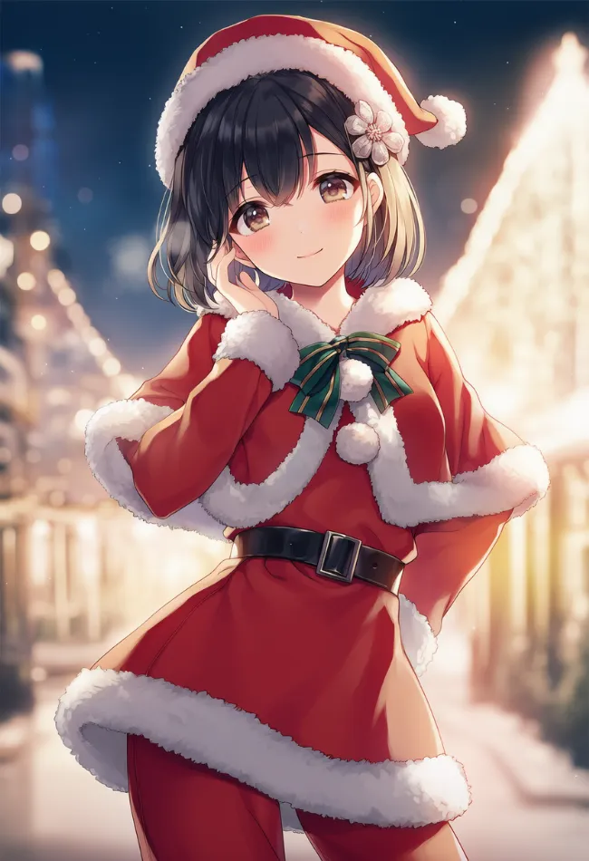 パンツルックのサンタのAIイラスト作例｜プロンプト紹介