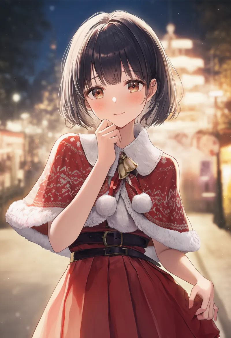 ポンポン付きのサンタのAIイラスト作例｜プロンプト紹介