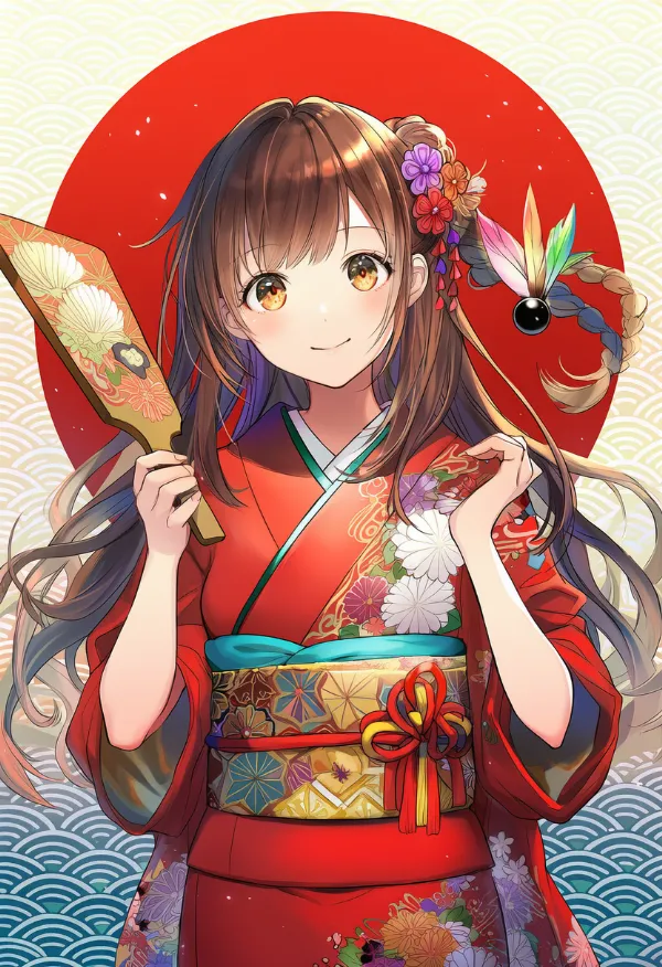 青海波（せいがいは）模様を使った正月用背景のプロンプトとAIイラスト作例