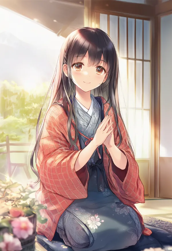 正座の再現用プロンプトとAIイラスト作例