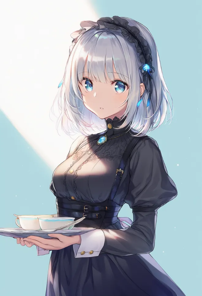 ウェイトレスポーズ(AIイラスト)|プロンプトと作例