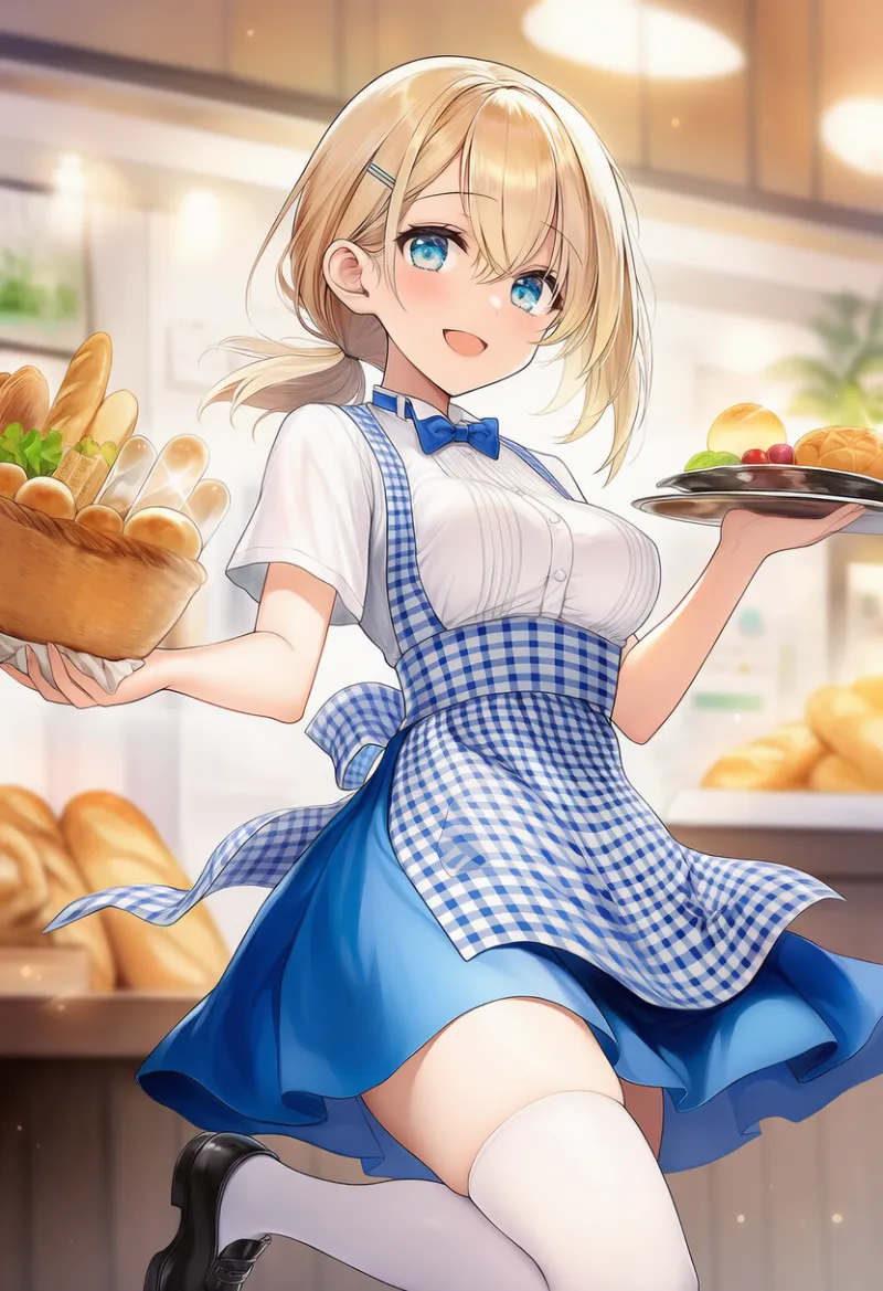パン屋店員の可愛い制服プロンプト|AIイラスト作例
